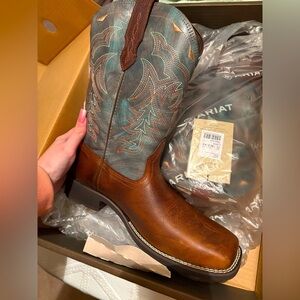 Ariat Deliah Brown Blue Wide Calf Boot NWT